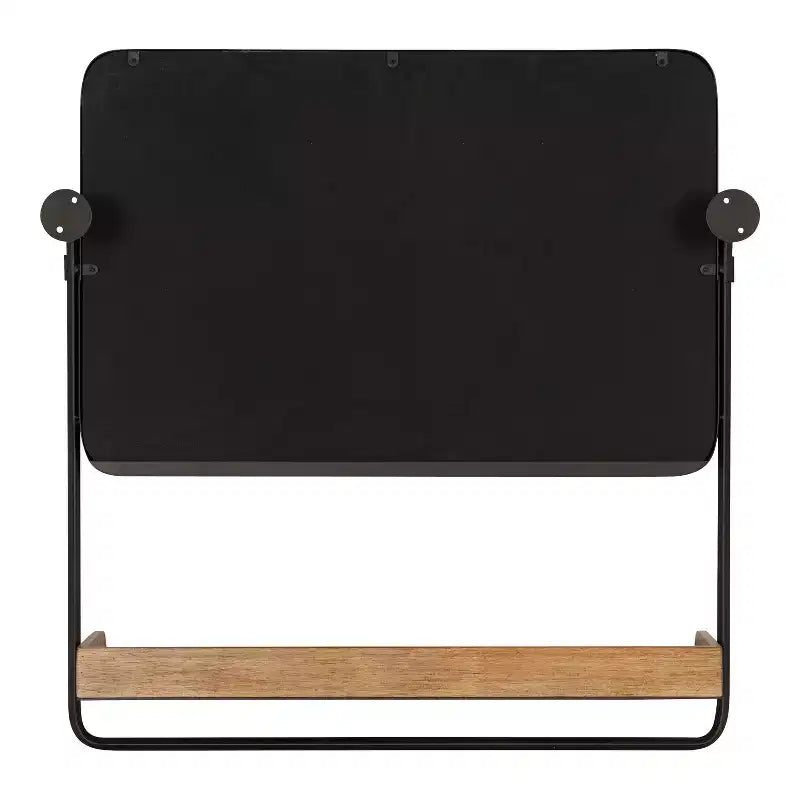 26" x 26" Rheeves Decorative Wall Mirror with Shelf Rustic Brown/Black - Kate & Laurel All Things Decor