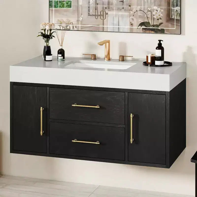 40 Inch Floating Vanity Set with 2 Closing Doors 2 Drawers Storage Cabinet
