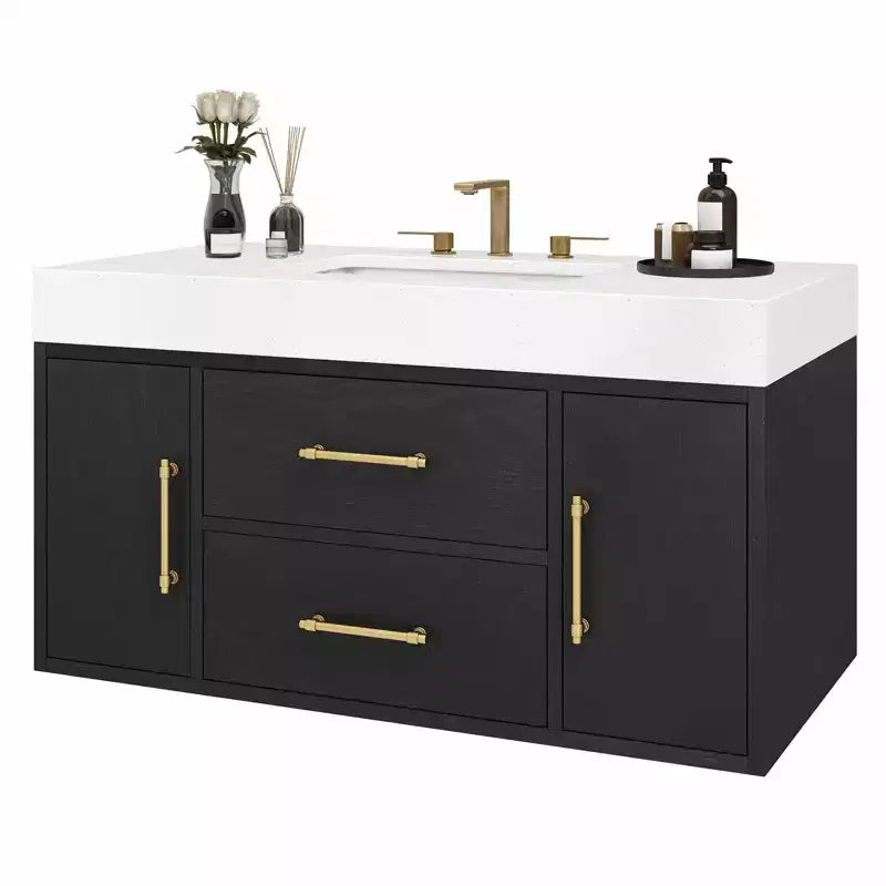 40 Inch Floating Vanity Set with 2 Closing Doors 2 Drawers Storage Cabinet