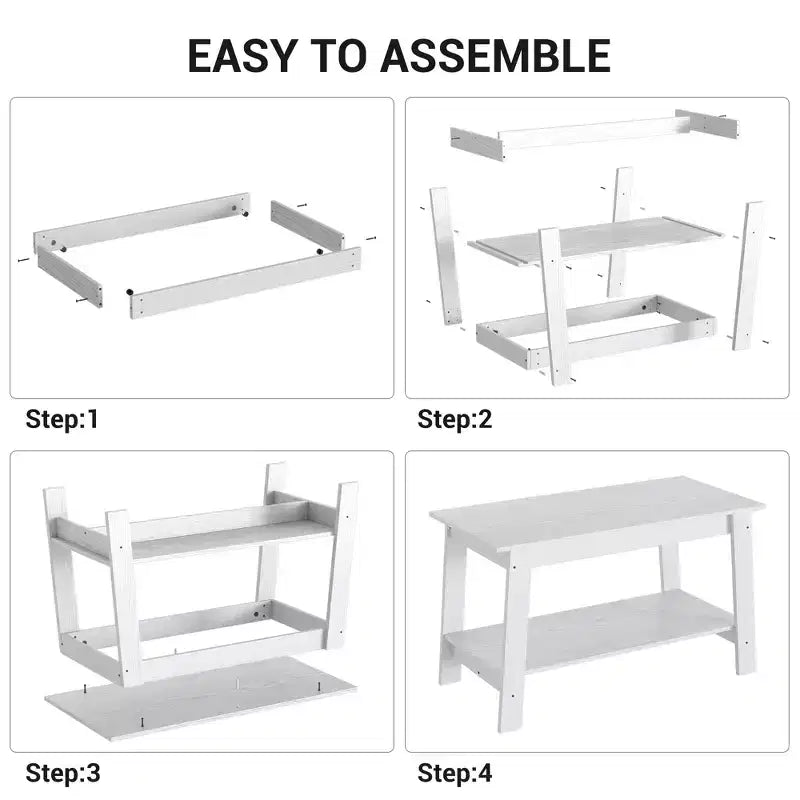 Coffee Table, Living Room Coffee Table - 2-Tier Rustic Wood Rectangle Table with Open Storage, Easy Assembly for Reception Room