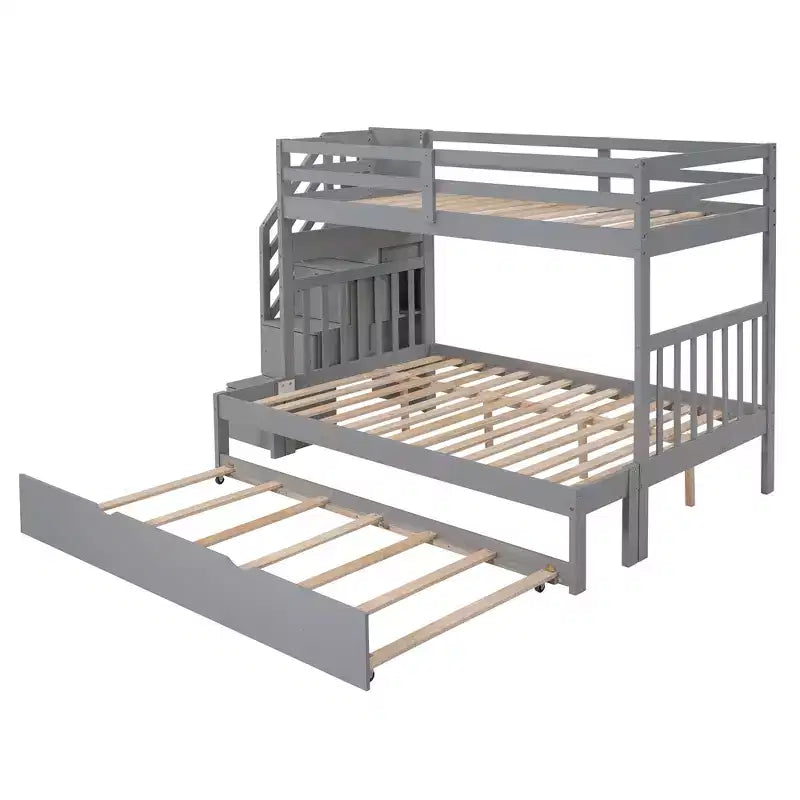 Twin over Full Bunk Bed with Twin Size Trundle - ModernLuxe