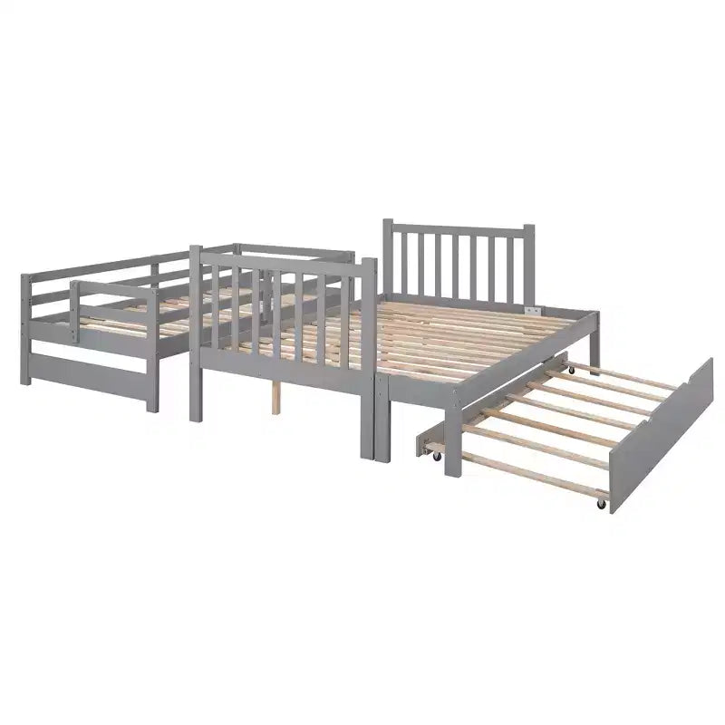 Twin over Full Bunk Bed with Twin Size Trundle - ModernLuxe