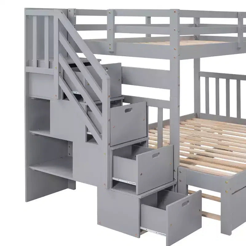 Twin over Full Bunk Bed with Twin Size Trundle - ModernLuxe