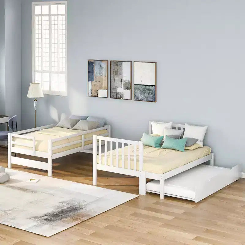 Twin over Full Bunk Bed with Twin Size Trundle - ModernLuxe