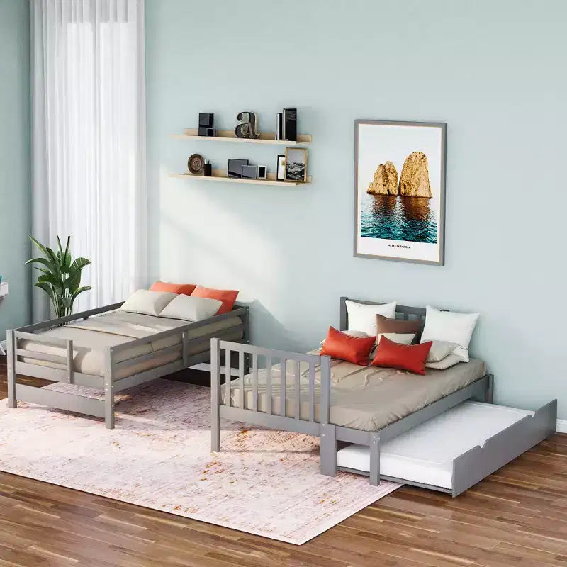Twin over Full Bunk Bed with Twin Size Trundle - ModernLuxe
