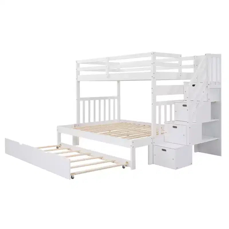Twin over Full Bunk Bed with Twin Size Trundle - ModernLuxe