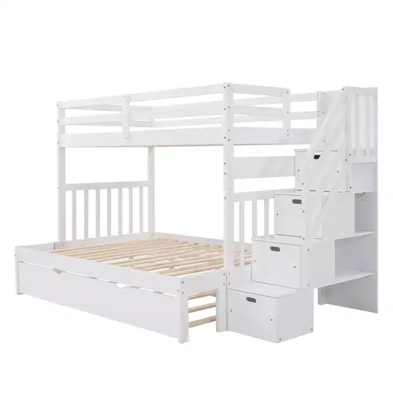 Twin over Full Bunk Bed with Twin Size Trundle - ModernLuxe