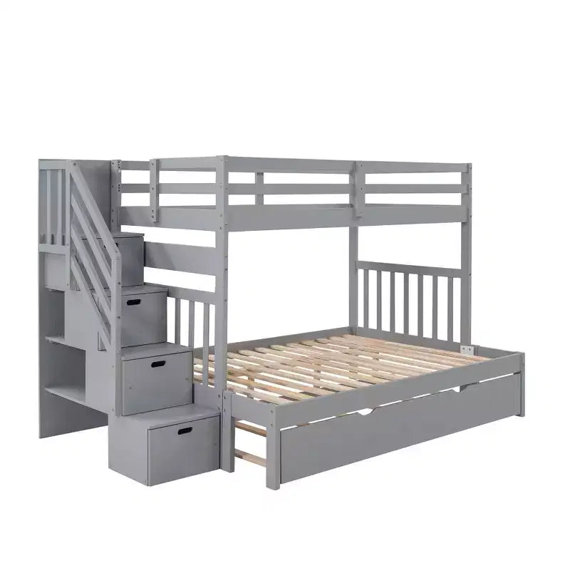 Twin over Full Bunk Bed with Twin Size Trundle - ModernLuxe