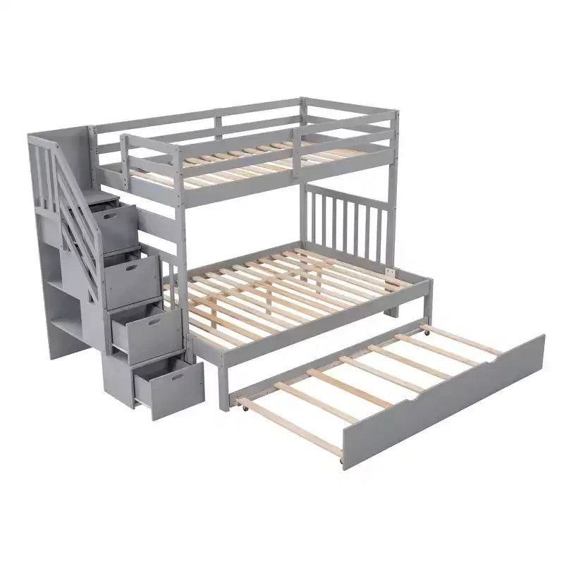 Twin over Full Bunk Bed with Twin Size Trundle - ModernLuxe