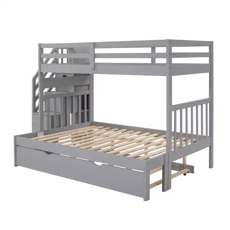 Twin over Full Bunk Bed with Twin Size Trundle - ModernLuxe