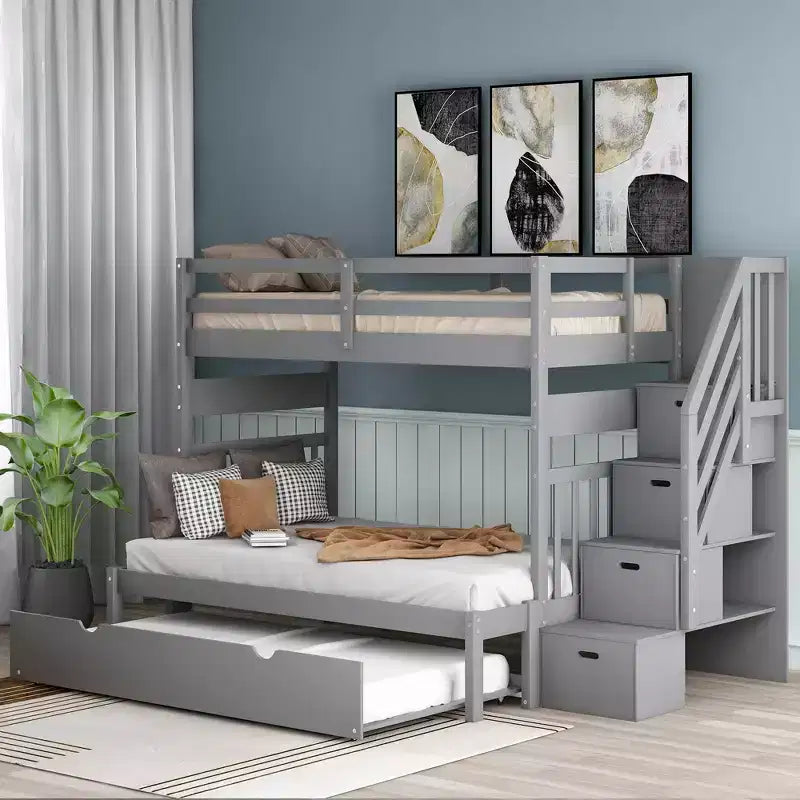 Twin over Full Bunk Bed with Twin Size Trundle - ModernLuxe