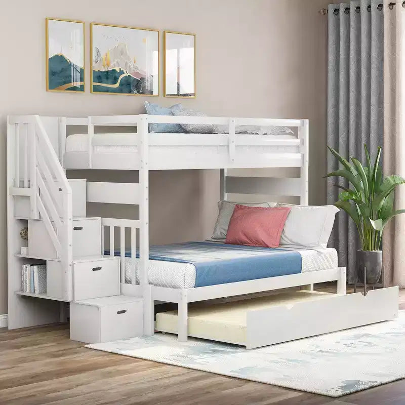Twin over Full Bunk Bed with Twin Size Trundle - ModernLuxe