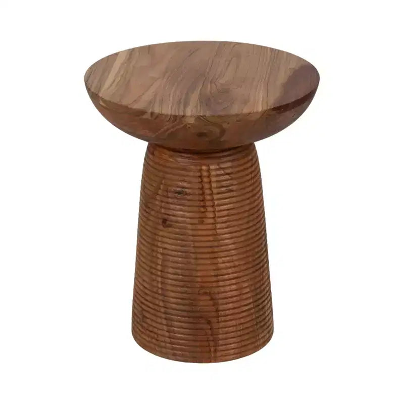 Accent Table Wood Ribbed Base Casual Style for Living Room Bedroom Office - 20 Brown