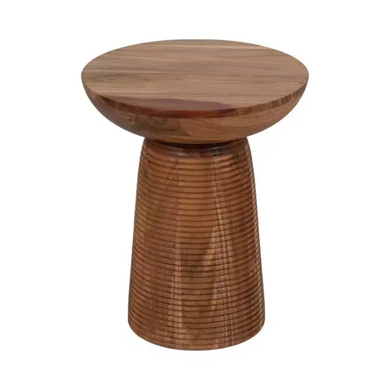 Accent Table Wood Ribbed Base Casual Style for Living Room Bedroom Office - 20 Brown
