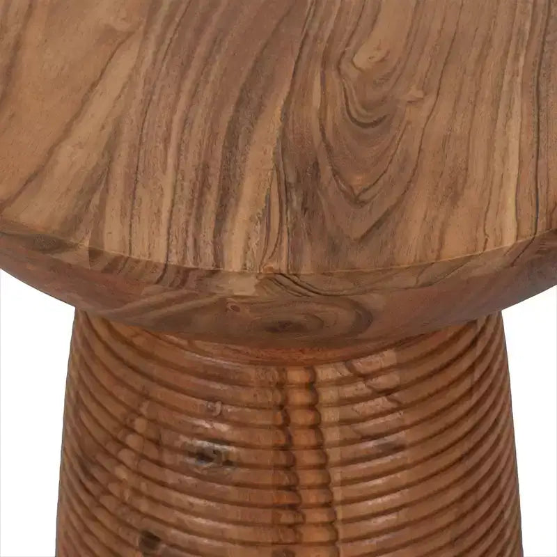 Accent Table Wood Ribbed Base Casual Style for Living Room Bedroom Office - 20 Brown
