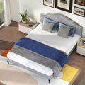 BestMassage Upholstered Platform Bed Frame with Headboard Fabric Mattress Foundation No Box Spring Needed(Grey, Queen)