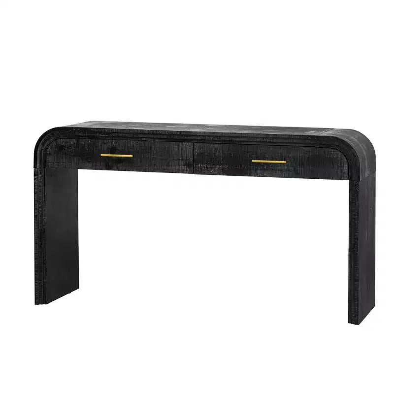 Okak Curved Console Table with Thick Tabletop, Entry Table with 2 Top Drawers and Metal Handle, Accent Table for Dining Room, Living Room