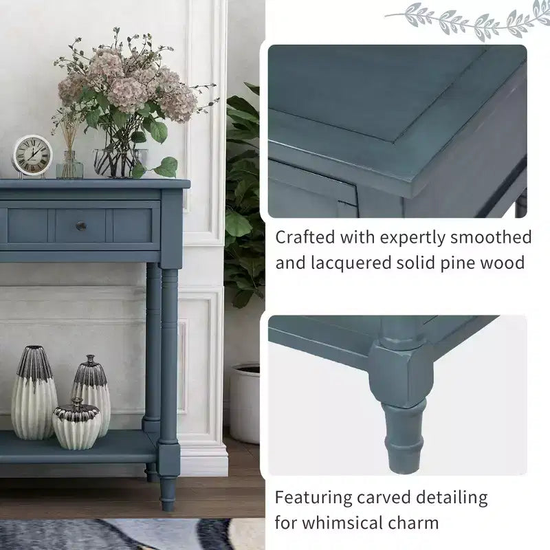 Okak 35IN Farmhouse Console Table, Entryway Table with Two Drawers and Bottom Shelf, Hallway Table for Living Room, Entrance
