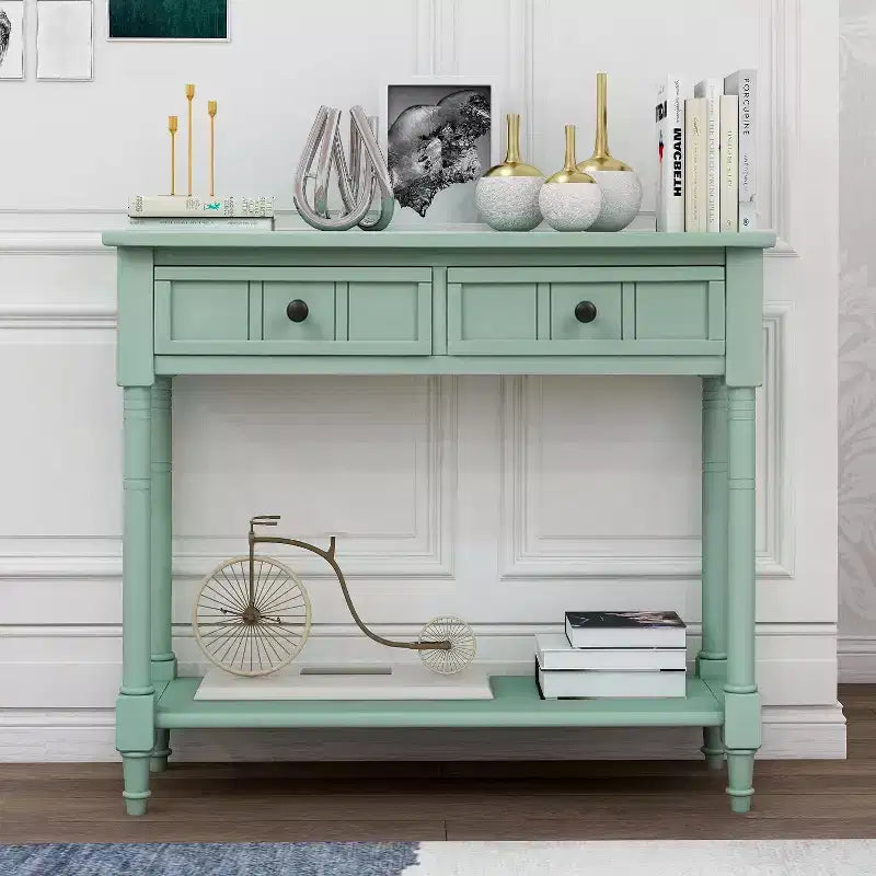 Okak 35IN Farmhouse Console Table, Entryway Table with Two Drawers and Bottom Shelf, Hallway Table for Living Room, Entrance