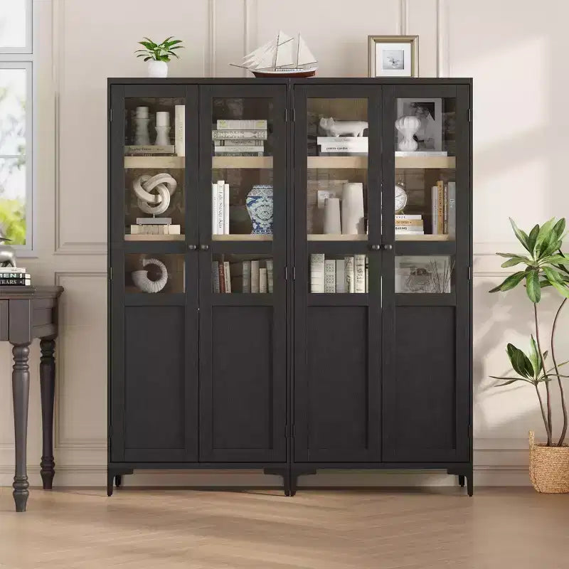63 Inch Tall Storage Cabinet, 5 Tier Narrow Kitchen Pantry with Adjustable Shelves, Metal Legs, Farmhouse Bathroom Cabinet, Wooden Accent Cabinet
