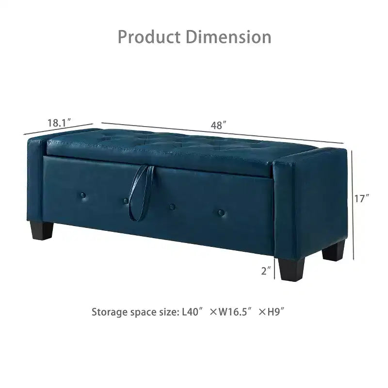 GDFStudio Gabriella Mid-Century Modern Faux Leather Upholstered Tufted Storage Bench