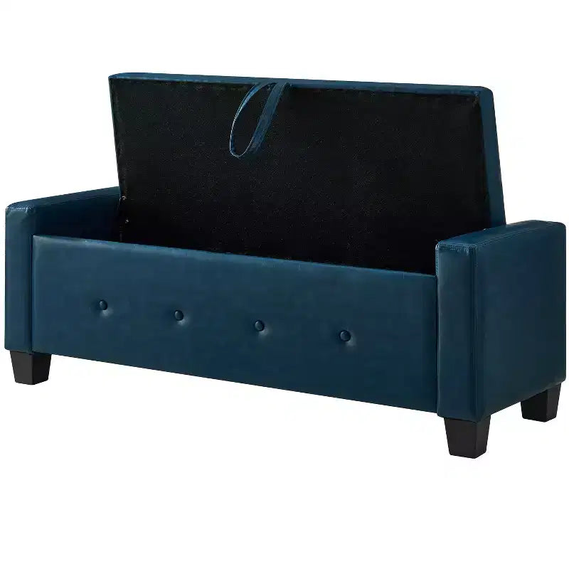 GDFStudio Gabriella Mid-Century Modern Faux Leather Upholstered Tufted Storage Bench