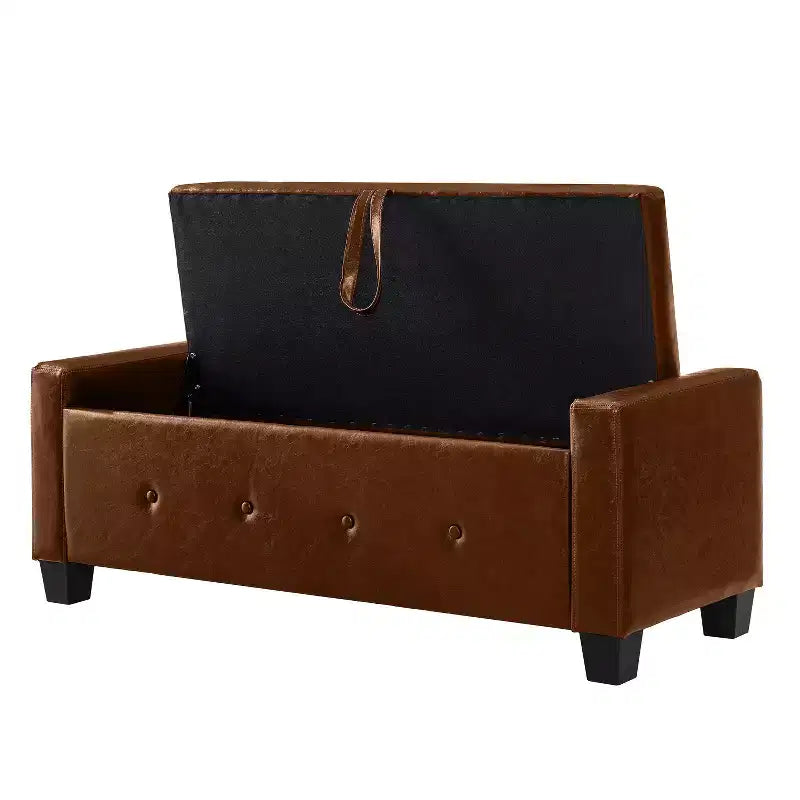 GDFStudio Gabriella Mid-Century Modern Faux Leather Upholstered Tufted Storage Bench