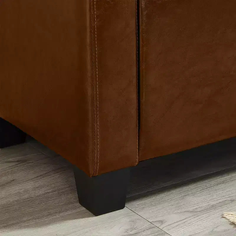 GDFStudio Gabriella Mid-Century Modern Faux Leather Upholstered Tufted Storage Bench