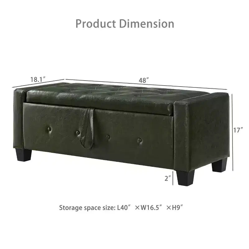 GDFStudio Gabriella Mid-Century Modern Faux Leather Upholstered Tufted Storage Bench