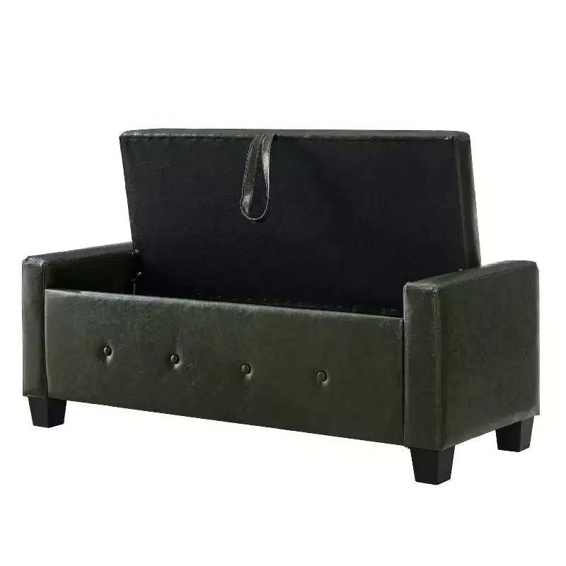 GDFStudio Gabriella Mid-Century Modern Faux Leather Upholstered Tufted Storage Bench