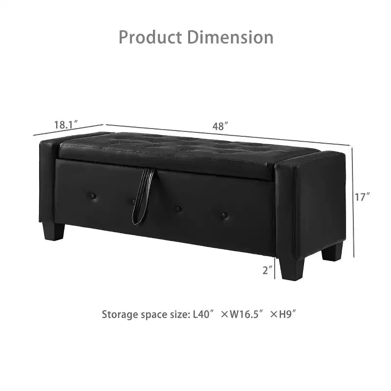 GDFStudio Gabriella Mid-Century Modern Faux Leather Upholstered Tufted Storage Bench