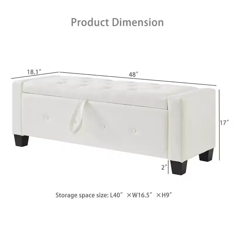 GDFStudio Gabriella Mid-Century Modern Faux Leather Upholstered Tufted Storage Bench