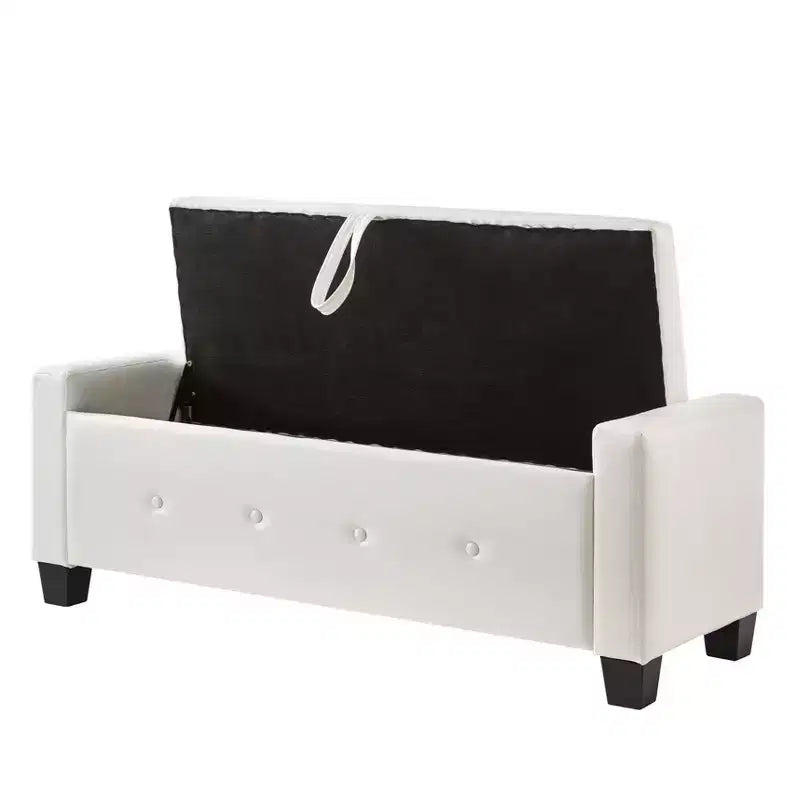 GDFStudio Gabriella Mid-Century Modern Faux Leather Upholstered Tufted Storage Bench