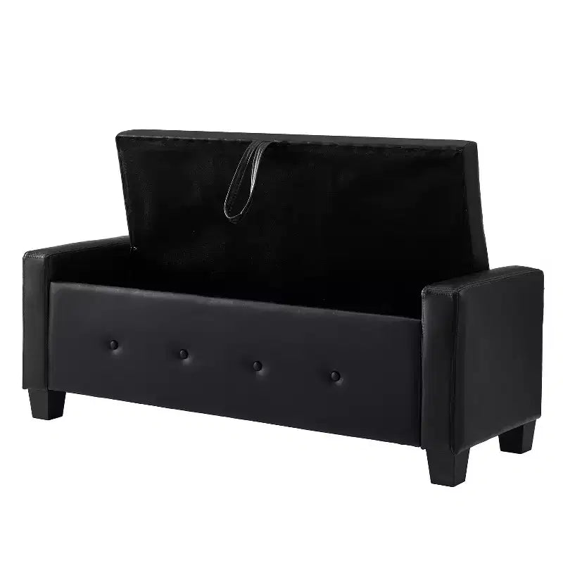 GDFStudio Gabriella Mid-Century Modern Faux Leather Upholstered Tufted Storage Bench