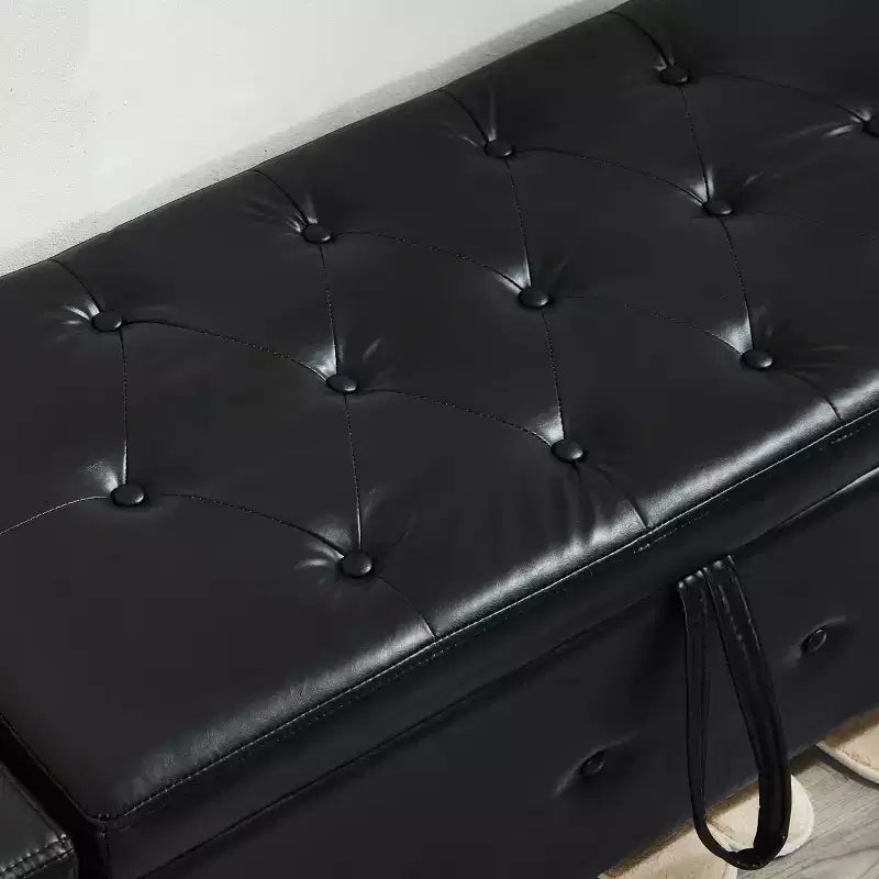 GDFStudio Gabriella Mid-Century Modern Faux Leather Upholstered Tufted Storage Bench