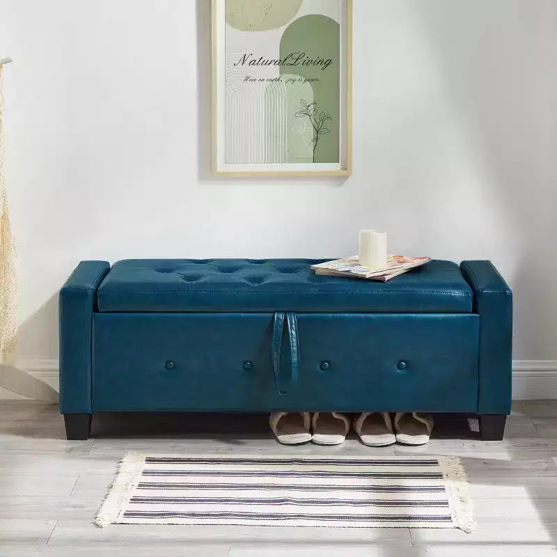 GDFStudio Gabriella Mid-Century Modern Faux Leather Upholstered Tufted Storage Bench