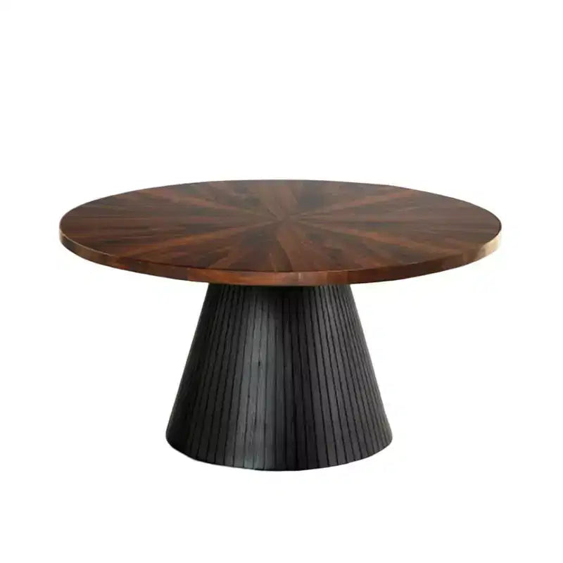 GDFStudio Giulia Contemporary Oval Wooden Coffee Table with Drum Base