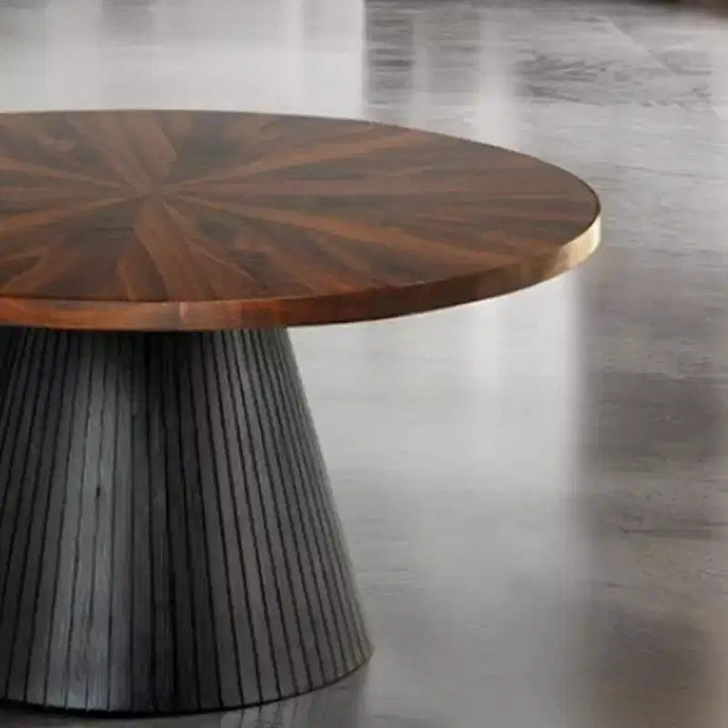 GDFStudio Giulia Contemporary Oval Wooden Coffee Table with Drum Base