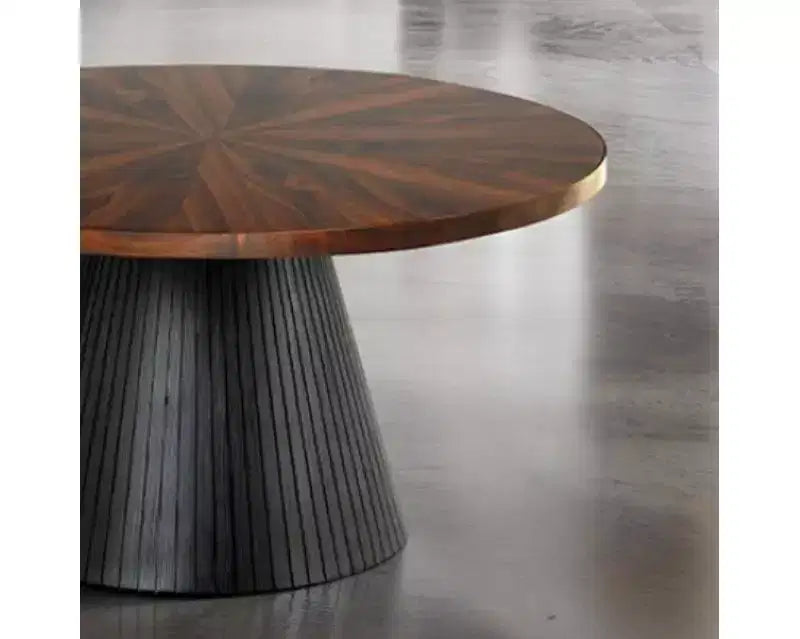 GDFStudio Giulia Contemporary Oval Wooden Coffee Table with Drum Base