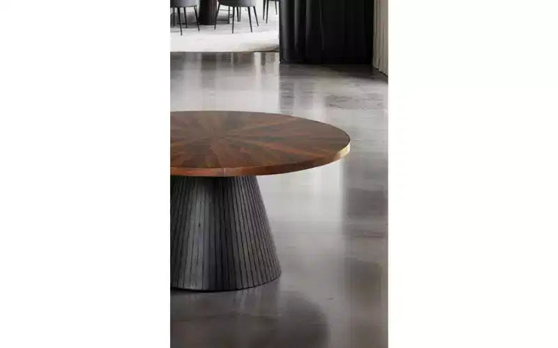 GDFStudio Giulia Contemporary Oval Wooden Coffee Table with Drum Base