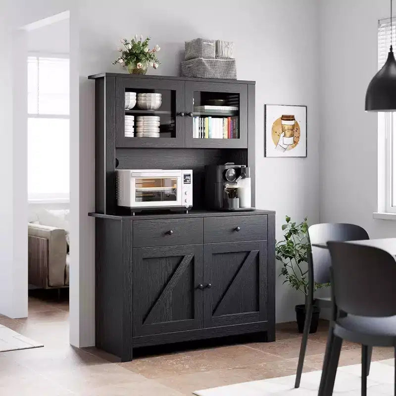 63 Kitchen Pantry Cabinet with Drawers,Hutch Cabinet with Storage,Microwave Stand,Adjustable Shelves,Freestanding Tall Pantry Storage for Dining Room