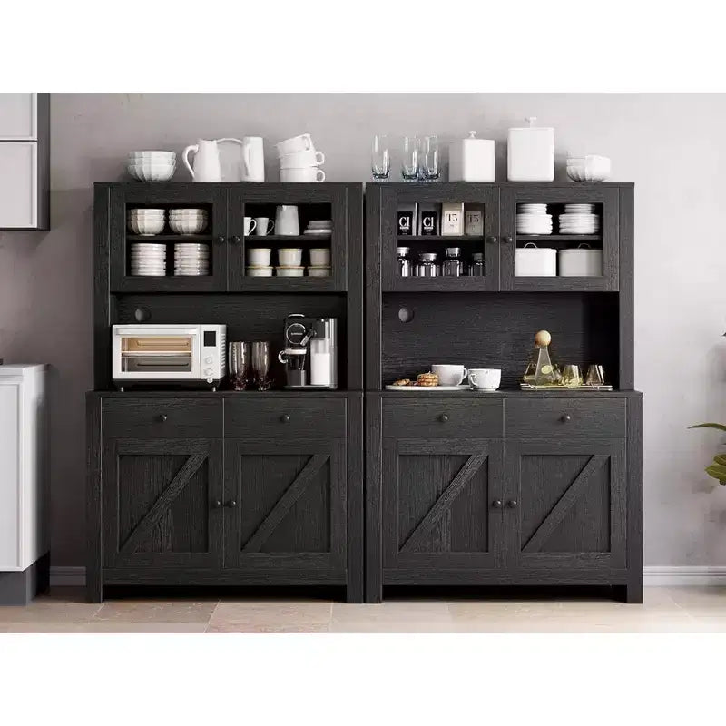 63 Kitchen Pantry Cabinet with Drawers,Hutch Cabinet with Storage,Microwave Stand,Adjustable Shelves,Freestanding Tall Pantry Storage for Dining Room