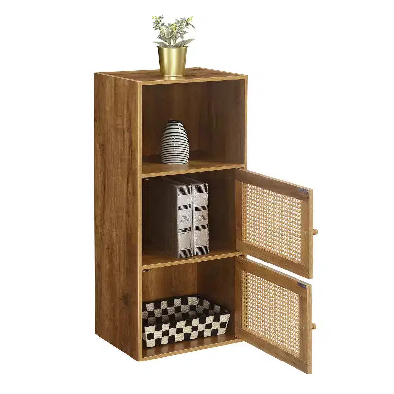 HomeStock 35.25 in H and 16.5 in.W Particle Board Utility Storage Cabinets with 2 -Doors and 2 Shelves