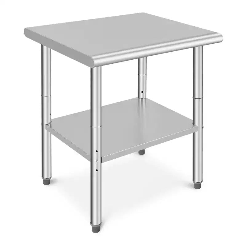 COZONY NSF Stainless Steel Table with Backsplash, Heavy Duty Commercial Kitchen Prep Table with Adjustable Under Shel
