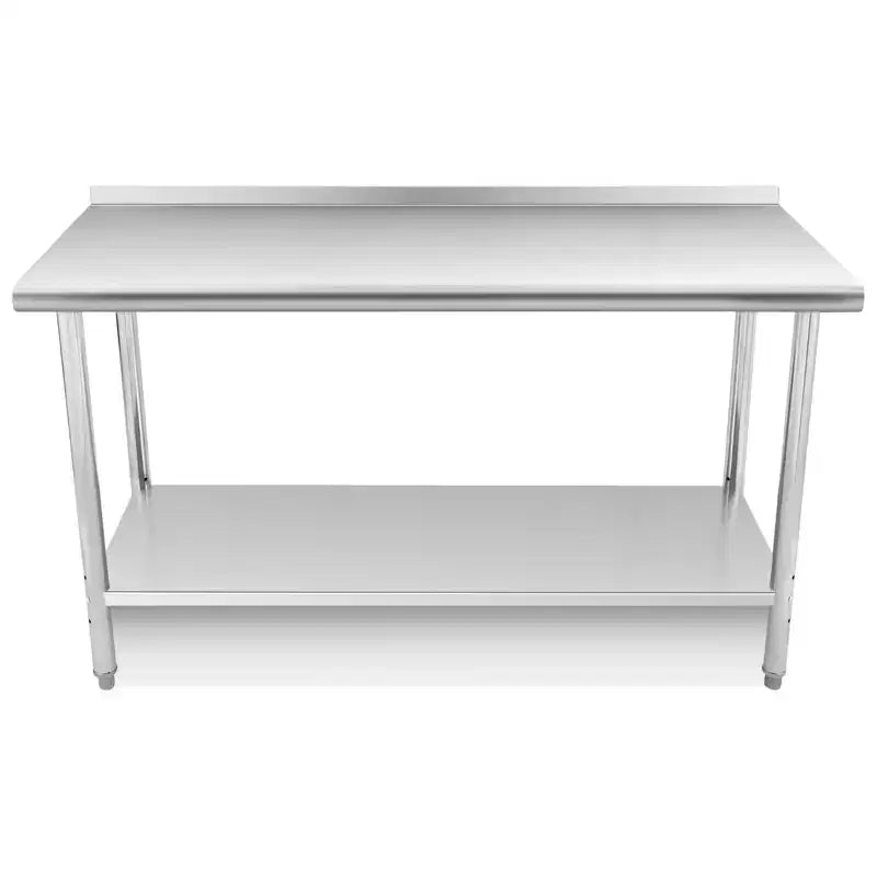COZONY NSF Stainless Steel Table with Backsplash, Heavy Duty Commercial Kitchen Prep Table with Adjustable Under Shel