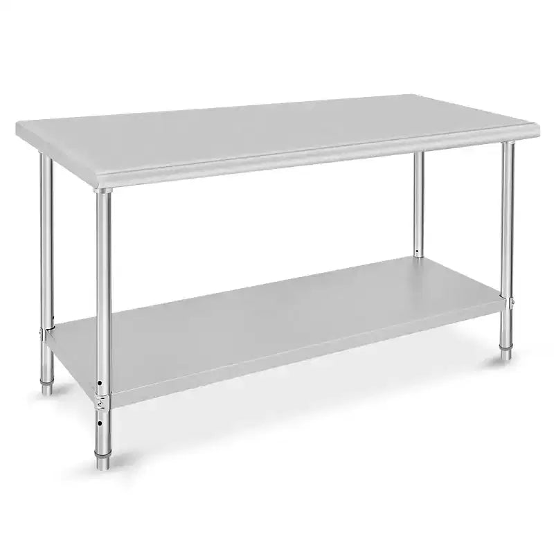 COZONY NSF Stainless Steel Table with Backsplash, Heavy Duty Commercial Kitchen Prep Table with Adjustable Under Shel