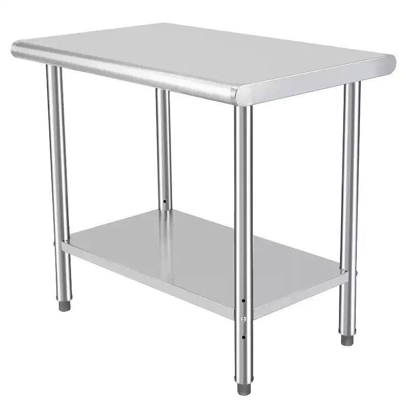 COZONY NSF Stainless Steel Table with Backsplash, Heavy Duty Commercial Kitchen Prep Table with Adjustable Under Shel