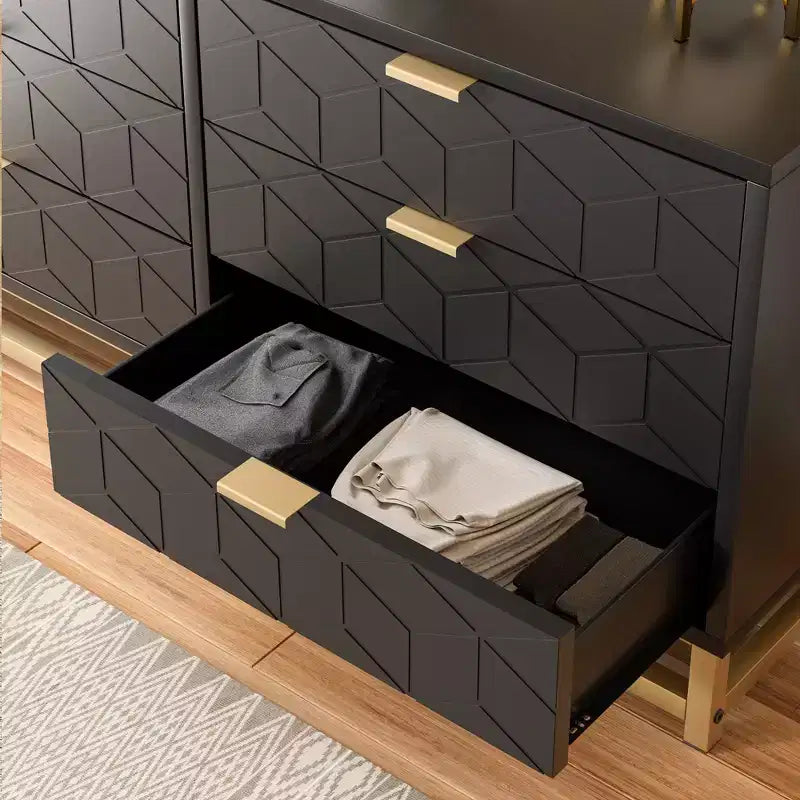 6-Drawer Dresser, Modern Wooden Bedroom Chest of Drawers With Storage Drawers, Farmhouse Style TV Stand for Living Room, Bedroom, Hallway