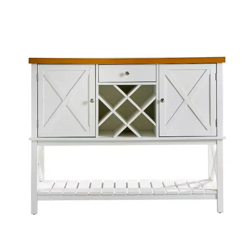 47 Wine Bar Cabinet Coffee Bar Cabinet with Wine Rack &Drawer Farmhouse Kitchen Buffet Cabinet with 2 Door &Bottom Shelf for Dining Room Living Room