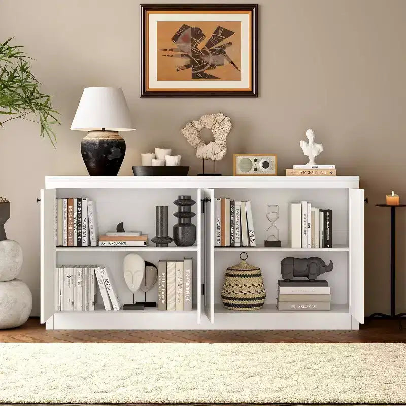 4-Door Sideboard Cabinet, Modern Storage Buffet for Dining Room, Living Room and Office Use, Ample Storage Space